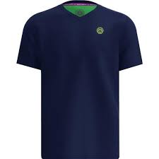 Bidi Badu Crew Inside Out V-Neck Tee -Erkek Tenis Tişörtü - DarkBlue,Lime