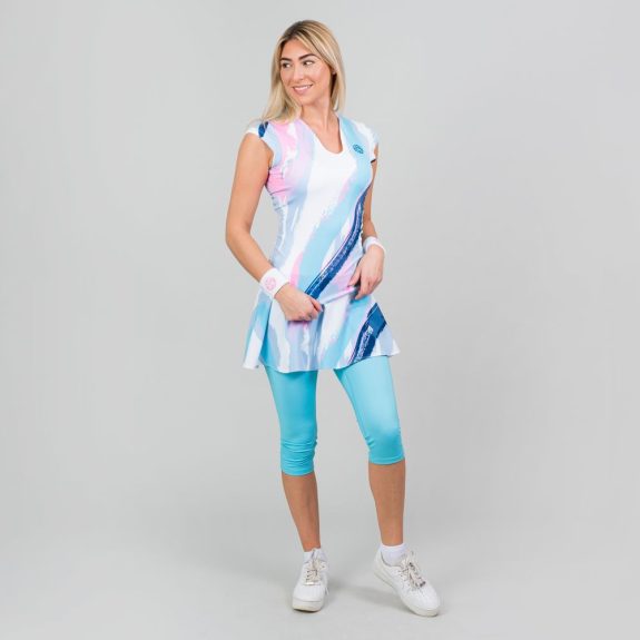 Bidi Badu Bella 2.0 Tech V-Neck Tee Kadın Tenis Tshirt WHITE/AQUA
