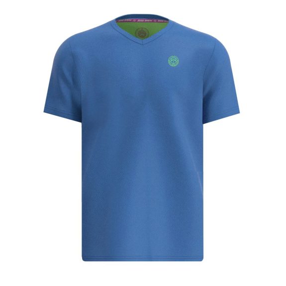 Bidi Badu Crew Inside Out V-Neck Tee Erkek Tenis Tişört Mavi Neon Yeşil